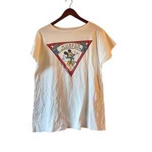 Vintage 80s Disney Mickey Mouse Workout Wear Graphic T Shirt White size xlarge
